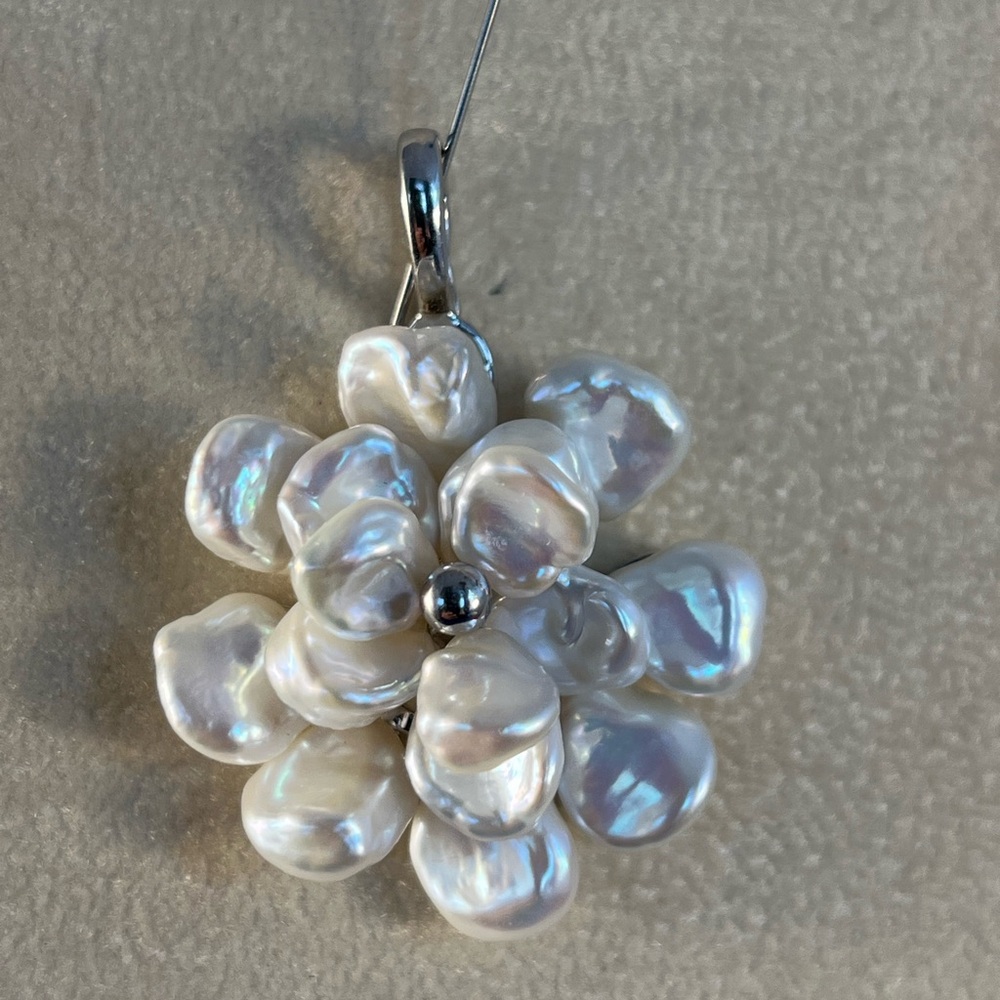 Natural Pearl / Sterling pendant.